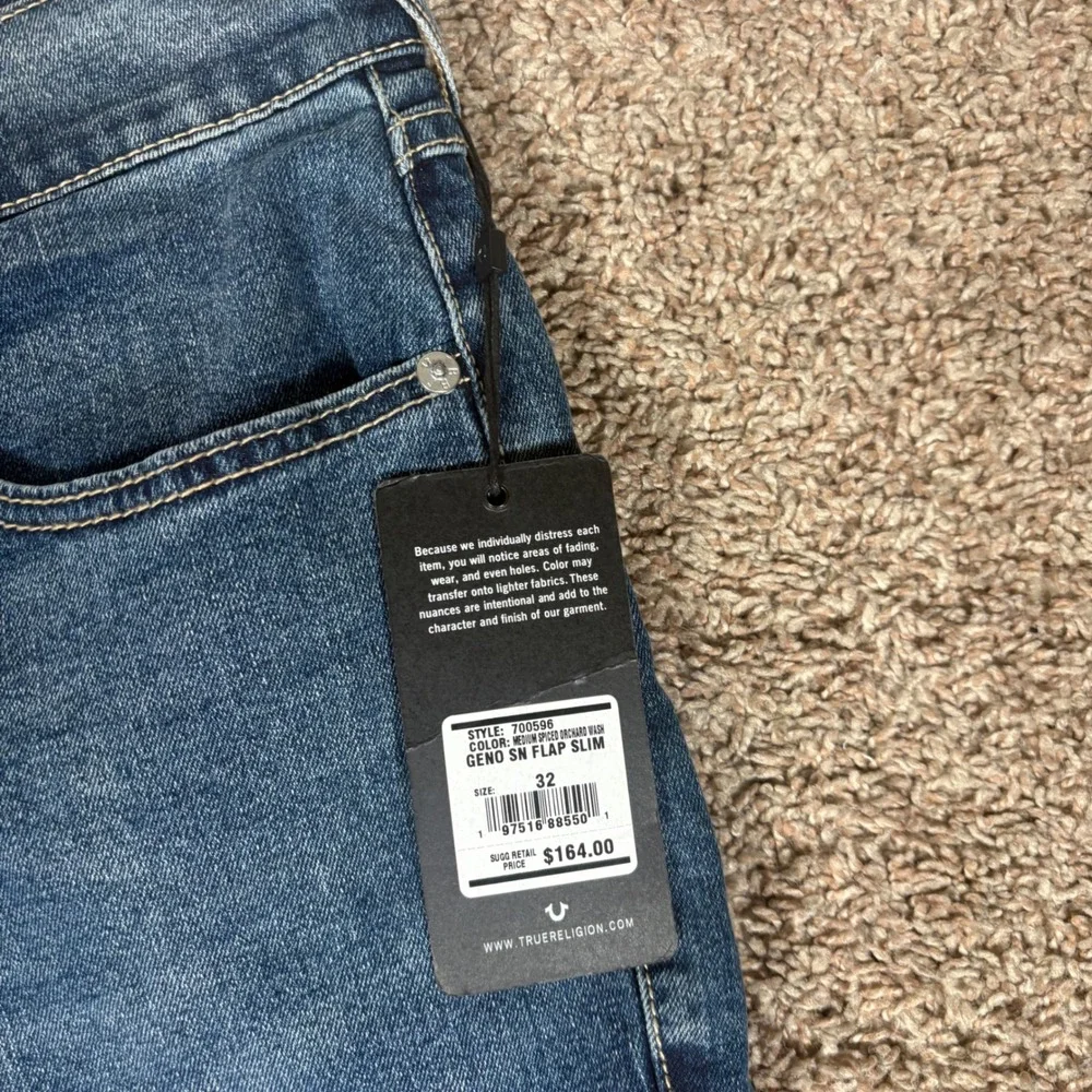 True Religion Mens Geno SN Flap Slim Jeans Medium Spiced Orchard Wash 32 700596